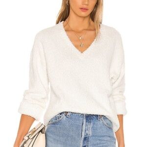 New Sanctuary V-neck Teddy Sweater in Milk Plus Size 2X